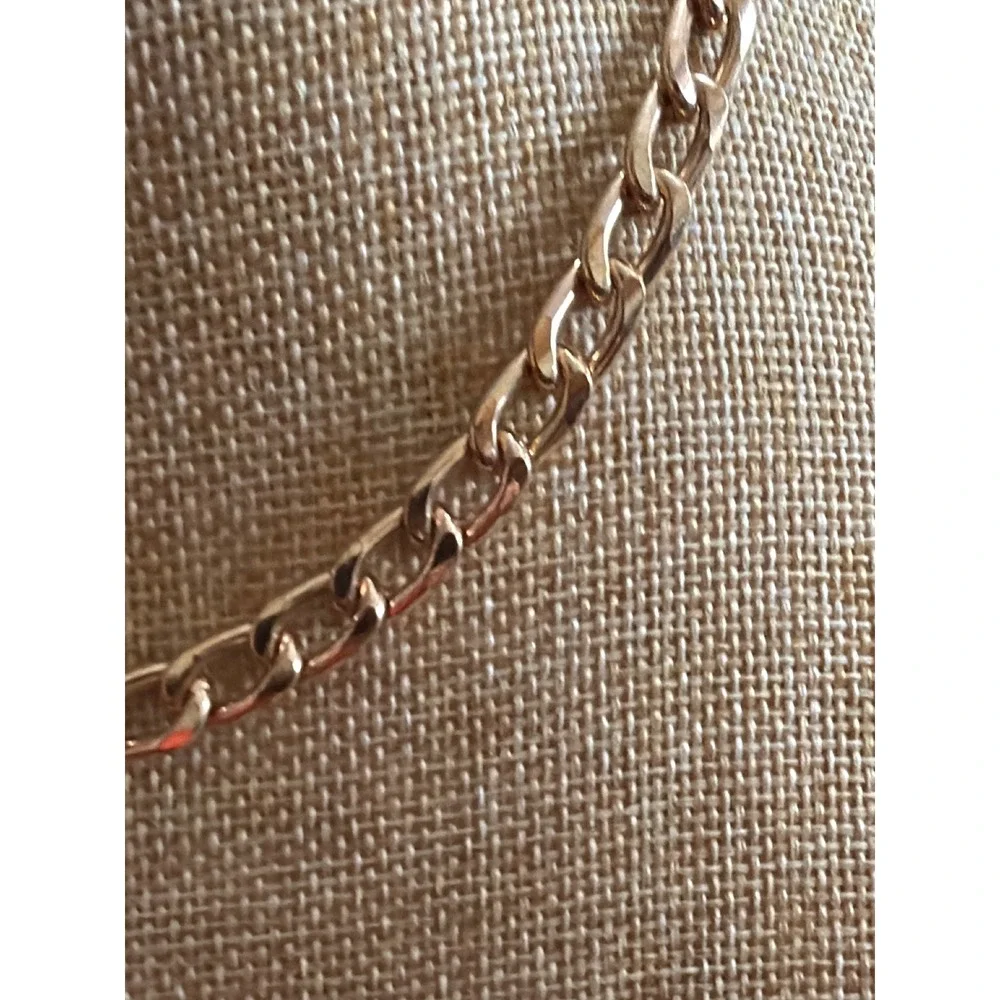 Goldtone Curb Chain Statement Necklace Polished Link Layering Chunky
